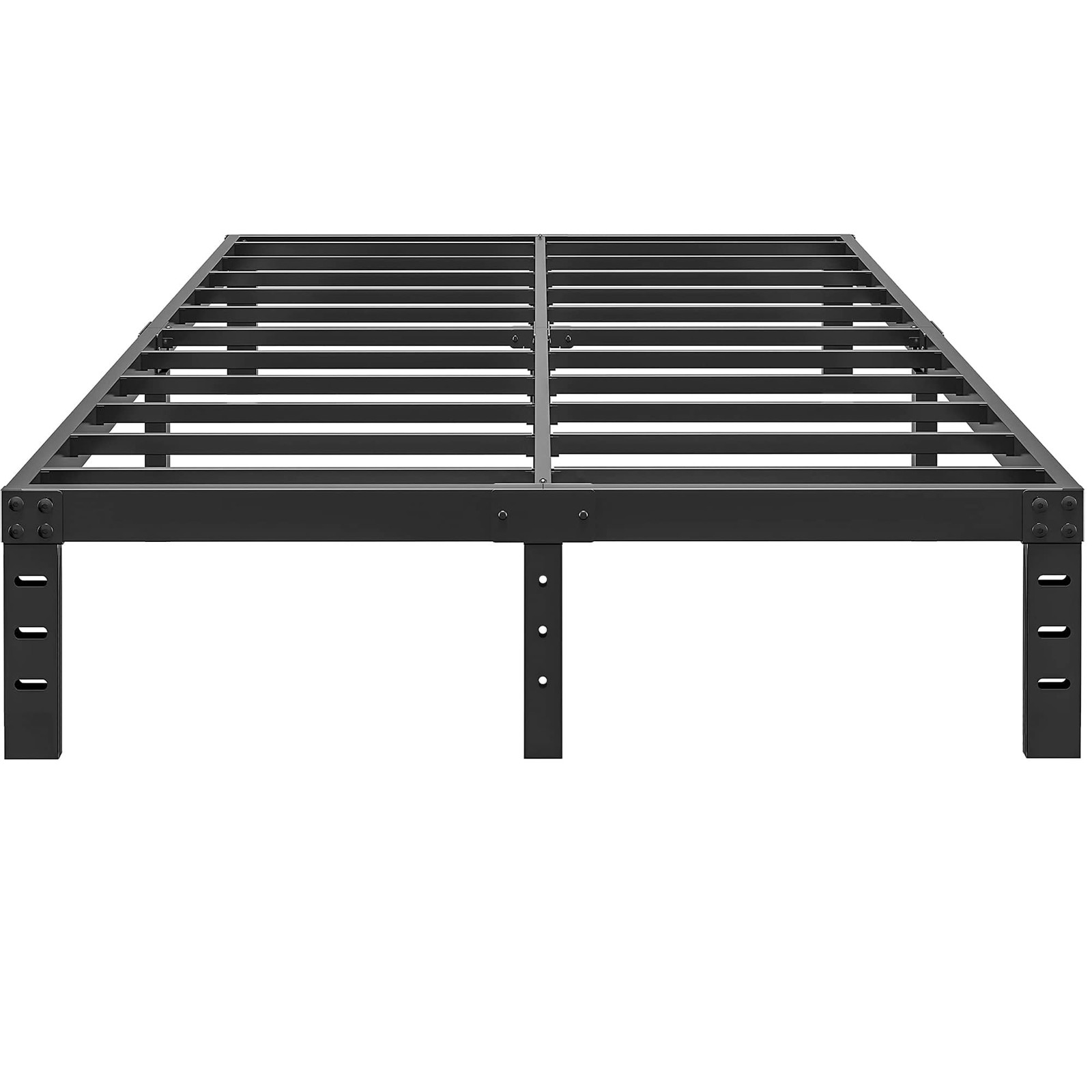10 Inch Black Metal Bed Frame Queen Size with Steel Slats Platform
