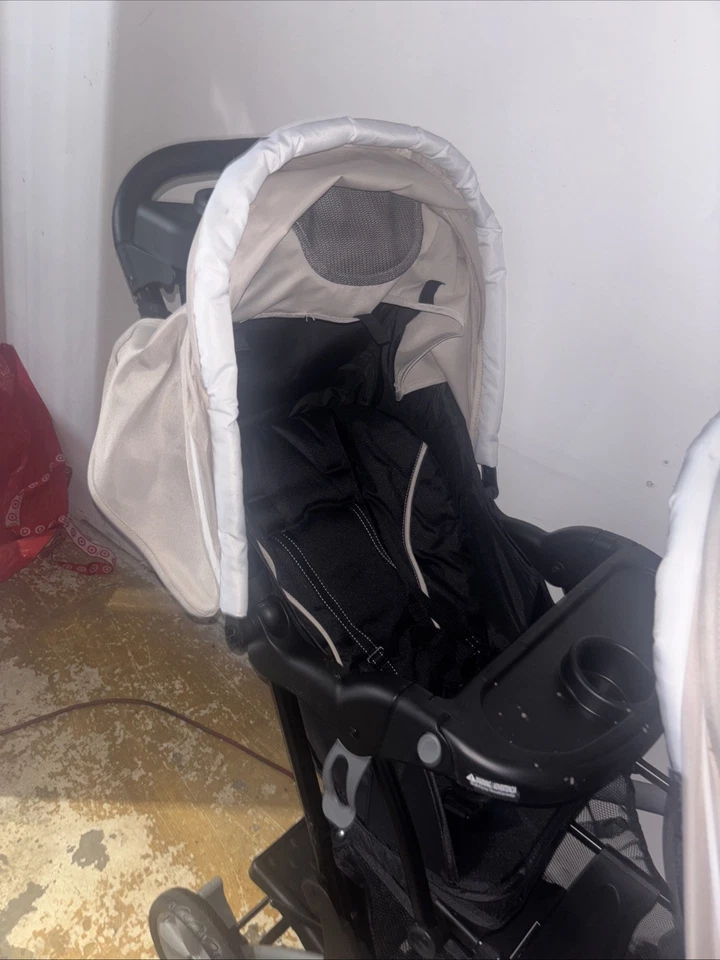 Cochecito de bebé doble de viaje Baby Trend Sit N' Stand con asiento de coche individual, Magnolia Foto 3 de 4