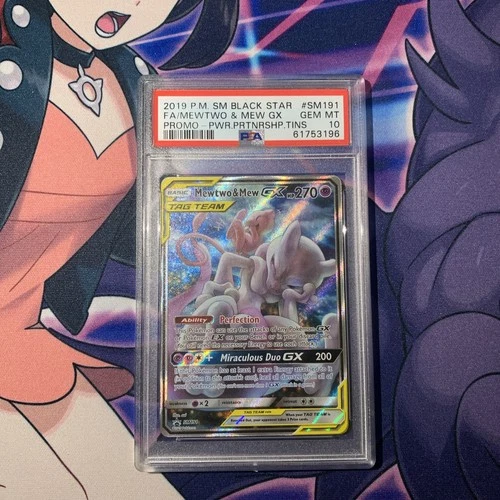 2019 POKEMON SM BLACK STAR PROMO #SM191 FULL ART/MEWTWO & MEW GX PSA 10