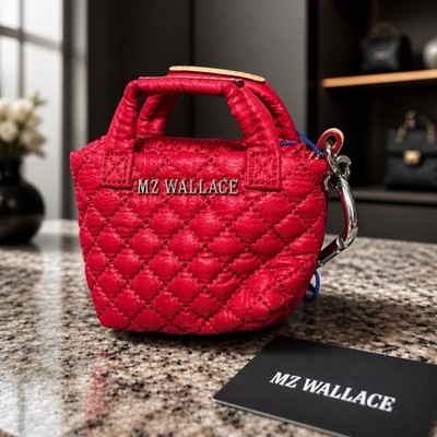 MZ Wallace Platinum Tiny Tote Apple Red Small Bag Charm NWT