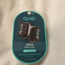 Quip Soft Bristles Ultra Brush Pods Black 2 Count Replacement Heads NEW
