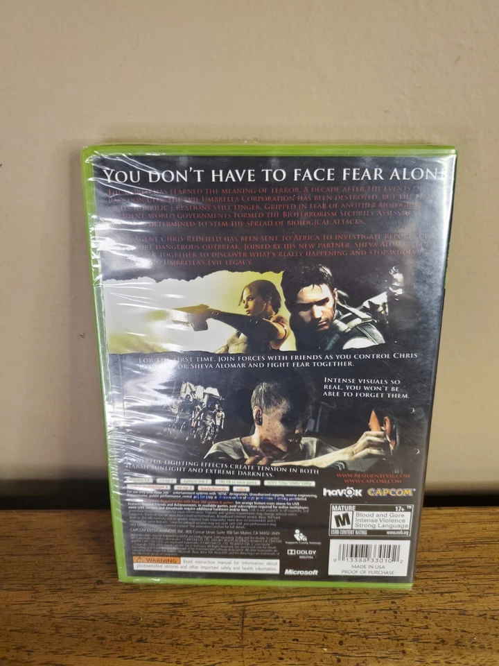 Resident Evil 5 Xbox 360 Capcom - First Print Sealed Brand New - Image 2 of 3