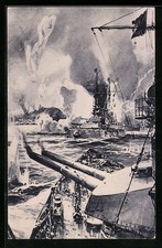 Artist-AK Willy Stoewer: Shelling of Scarborough by German soldiers