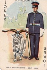 RARE VINTAGE "Royal Welsh Fusiliers with Goat Mascot" JOKER Play Card #04