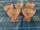 Vtg Pink Anchor Hocking Miss America, 5 Champagne Tall Sherbet  Depression Glass