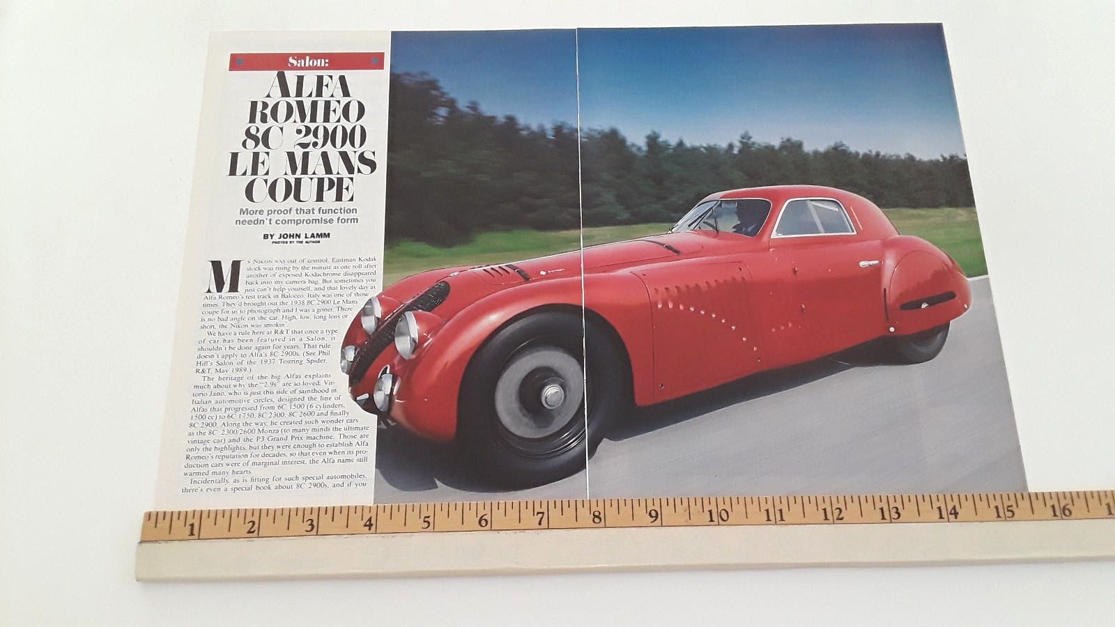 1938 ALFA ROMEO 8C 2900 LeMANS COUPE ORIGINAL 1991 ARTICLE