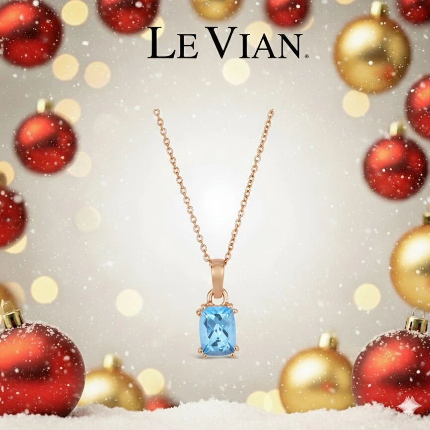 Collar colgante LeVian de plata de ley 925 enchapado en oro rosa topacio azul de 1,4 quilates Foto 3 de 4