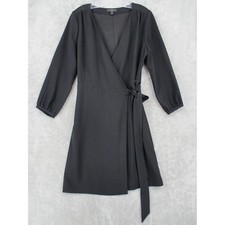 J Crew Dress Womens 6 365 Crepe Wrap Minimalist Career Classic Lined Tie Black