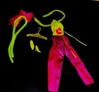 Vintage Barbie Neon Rockers Diva Doll Jumpsuit, Shoes & Hanger
