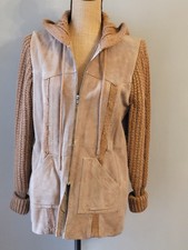 Vintage 80s Western Suede And Acrylic Knit Sweater Jacket Women's Medium