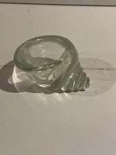 Vintage Hand-Blown Glass Seashell Salt Cellar – Clear Art Glass Shell Dish