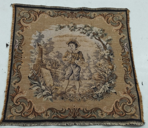 Vintage French Belgian boy Scene Home Decor Wall Hanging Tapestry 44x44 cm