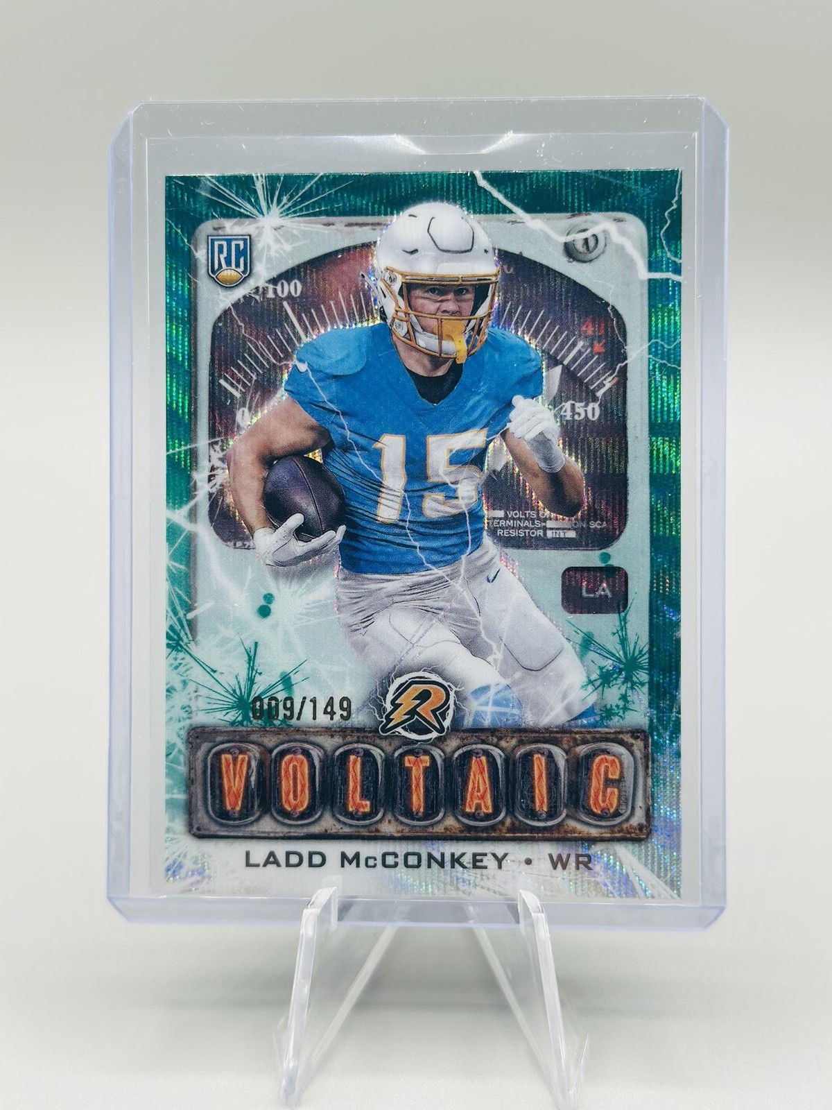 2024 Topps Resurgence #V-12 Ladd McConkey Voltaic Teal Surge #/149