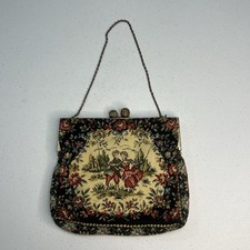 Embroidered Vintage Victorian Floral Tapestry Design Clutch Purse