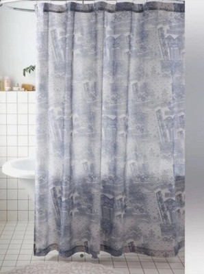 Urban Outfitters Torn Lacey Shower Curtain Blue Floral 72in x 72in NEW Pretty