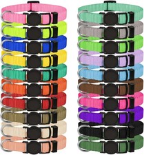 20 PCS Nylon Breakaway ID Puppy Collars for Small Puppies Size S 