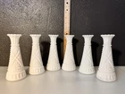 Vintage Milk Glass Vases - set of 6 Small With Design
