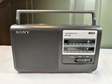 Sony ICF-38 AM FM 2 Band Portable Radio With Power Cord Batteries