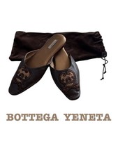 Bottega Veneta Embroidered Flat Slippers Leather Indoor Shoes Mule Mules Size 6