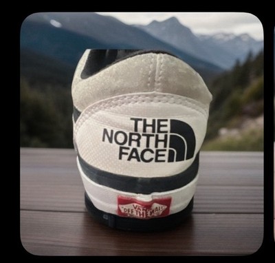 THE NORTH FACE x VANS Men's White Black Lace-Up Casual Sneakers Logo