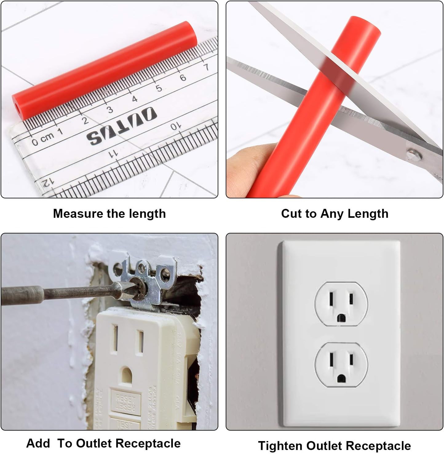 64 Pcs Electrical Outlet Box Extender Kit with 3" Spacers & 1.5" Screws Red