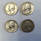 Silver Washington Quarters Lot (90% Silver), 4 Coins 1944, 1957 D, 1963, 1964 D