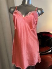 Victoria  s Secret Pink Satin Lace Trim Chemise Slip Nightgown Small Y2K