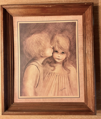 Margaret Keane Big Eyes Vintage Print “A Little Kiss” Original