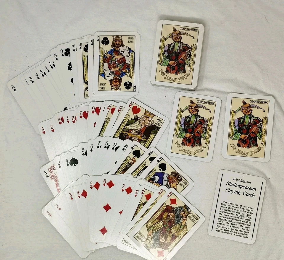 Waddingtons Shakespeare Playing Cards Bridge/Rummy/Whist/Canasta 2 Deck 1 Unopen - Image 4 of 4