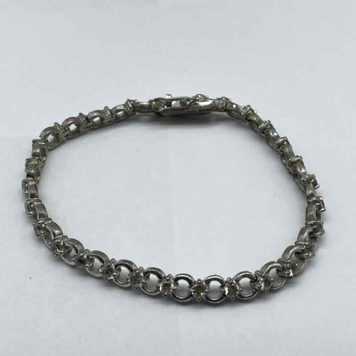 Sterling Silver 925 CZ Cubic Zirconia Tennis Bracelet Round Link 7.375" 15.4g