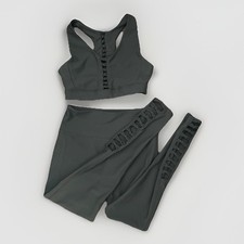 Soul SoulCycle Tied In Knots Green Active Wear Sports Bra Leggings Capri Set S