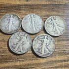 Liberty Walking Half Dollar Silver Coins Lot 1935 1936 - 5 Circulated 50C