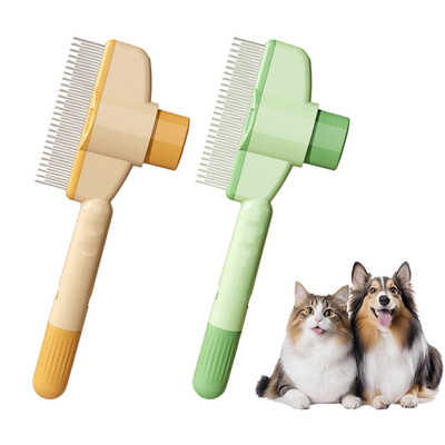 2-Pack Pet Hair Removal Comb & Flea Comb with Release Button for Cats & Dogs - G