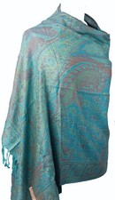 Eleganter Pashmina Schal Blau Paisley Warm Weich Abend Stola Damen