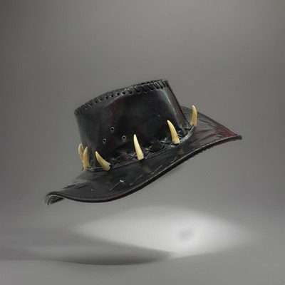 Crocodile Dundee Black Vegan Leather Hat Aussie Outback Unisex