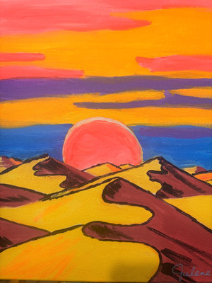 Heatwave Eclipse: Original Acrylic Landscape Painting,  11x14, Home Decor