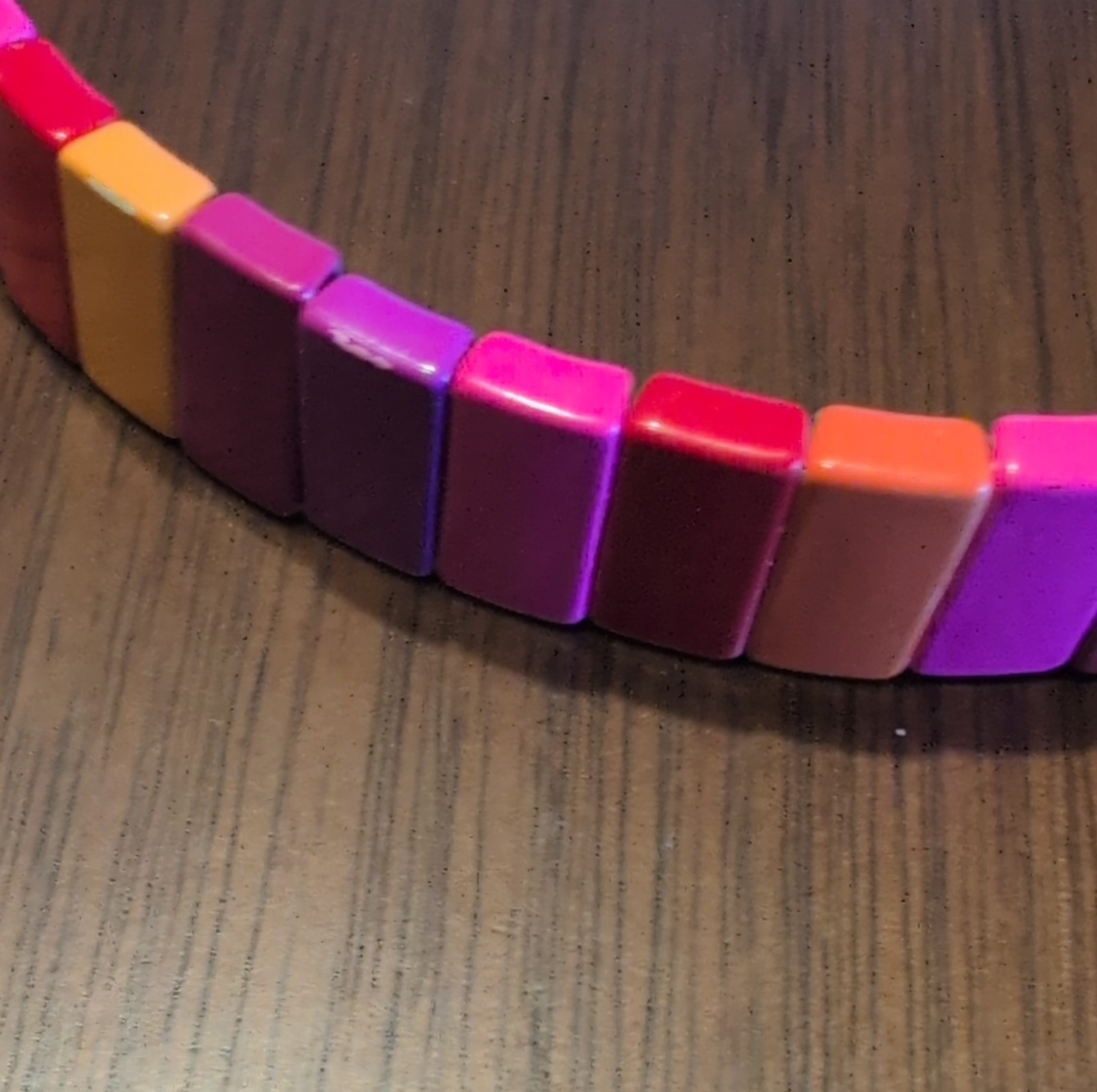 Multicolor Enamel Beaded Adjustable Bracelet Rect… - image 2