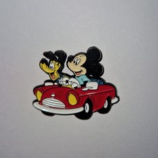Enamel Metal Pin Badge Accessory Disney Mickey Mouse Pluto Dog Red Car Cartoon 