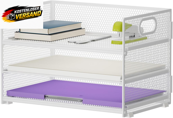 Marbrasse Schreibtisch Organizer Aktenhalter,3 Ebenen Papier Briefablage Mit Han-image