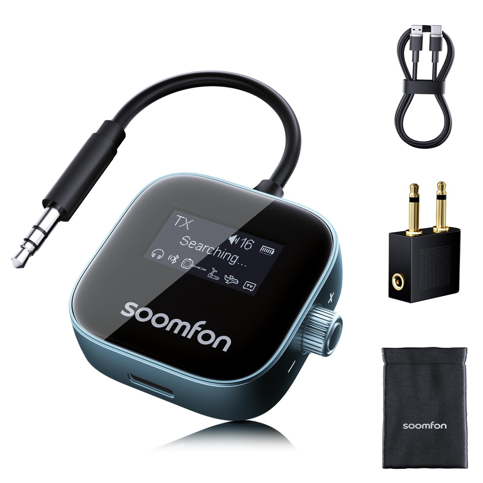 SOOMFON 2 in 1 Trasmettitore e ricevitore Bluetooth 5.3 Adattatore Audio