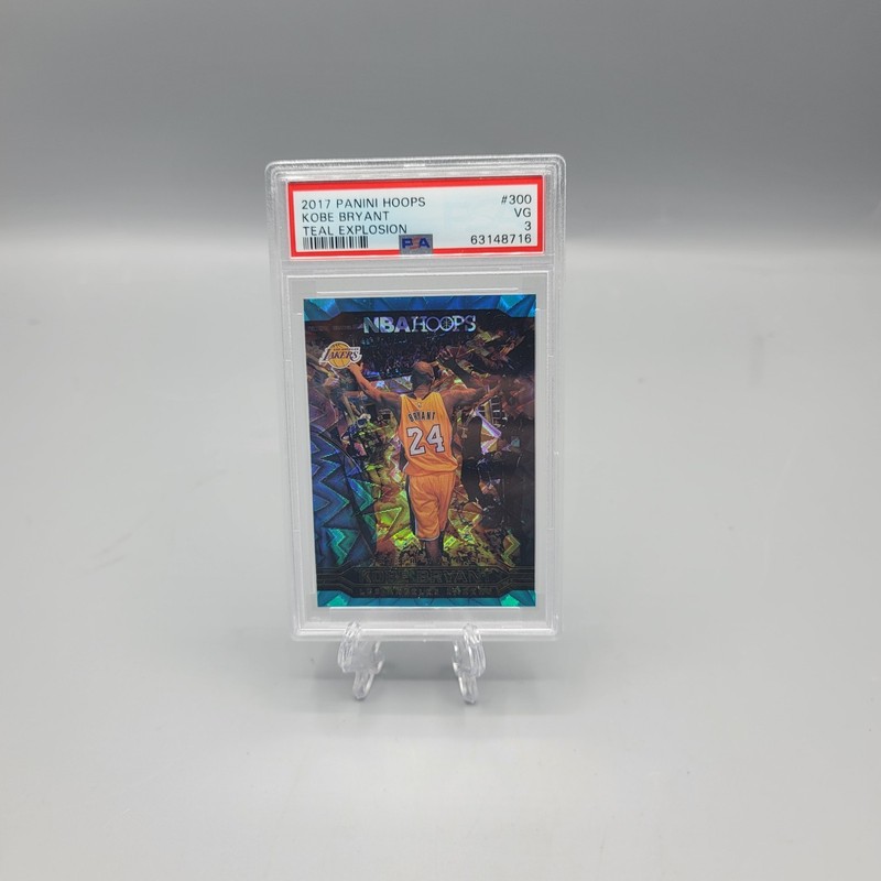 2017-18 Panini NBA Hoops Kobe Bryant Teal Explosion Career Tribute #300 PSA 3