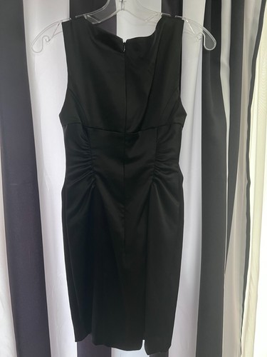 Xscape By Joanna Chen Size 4 sexy black satin dress pleated - Picture 5 of 7