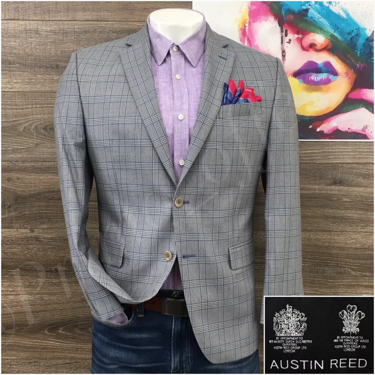 Austin Reed Mens Blazer Sport Coat Two Button Casual Jacket 40R Wool Silk  Suits