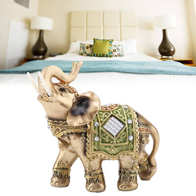 Lucky Feng Shui Elephant Statue Sculpture Wealth Figurine Decor 5.3*2.4*5.5in