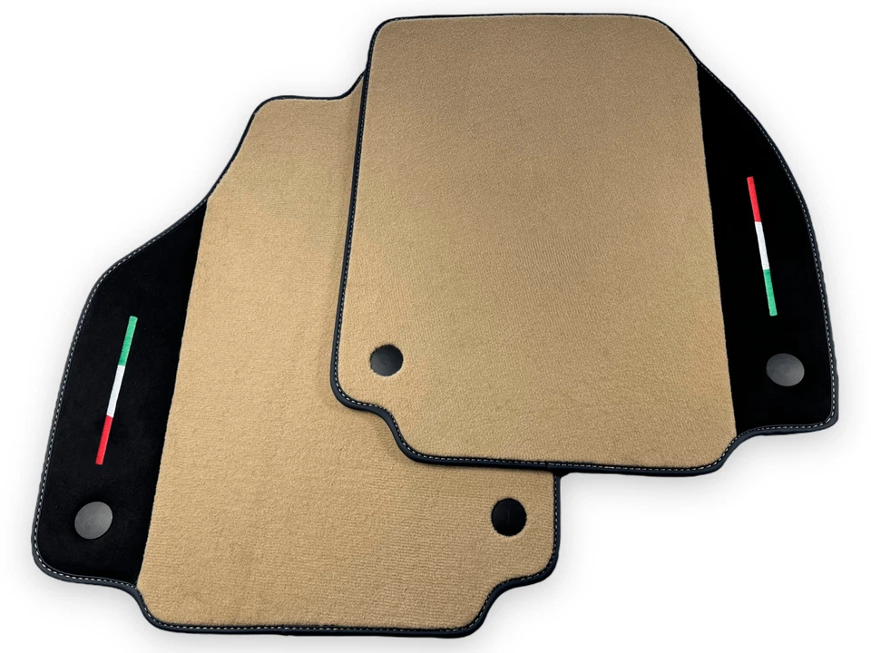 Alfombrillas beige para Ferrari 488 Spider alfombras a medida con cuero Alcántara Foto 3 de 3