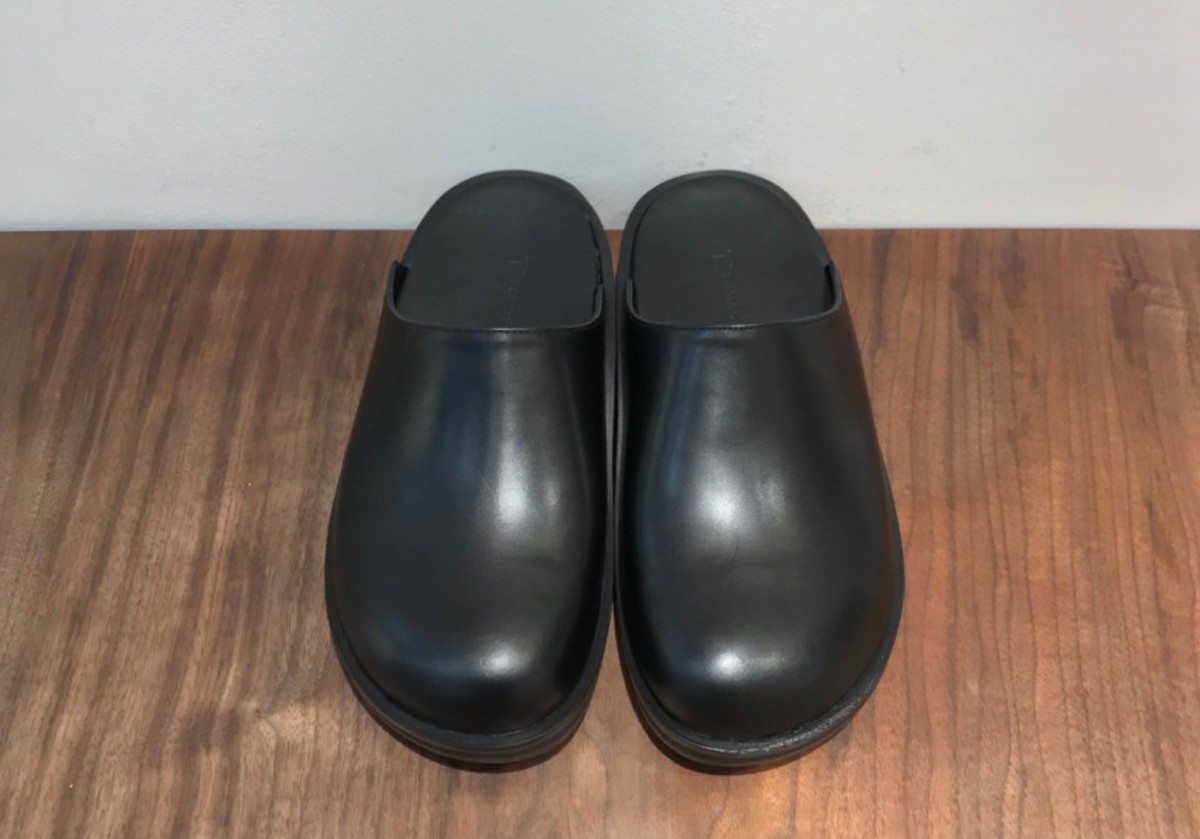 Handmade] Mens Shoes Sabot Leather Flat Mule Slide Babouche