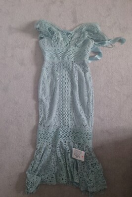 Asos Mint Lace Midi Dress With Bow | eBay UK