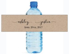 100 Kraft Elegance Wedding Anniversary Engagement Party Water Bottle labels