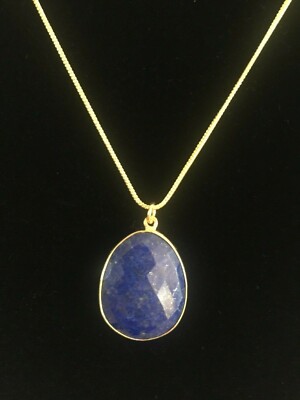Hübscher Lapislazuli Anhänger mit 18k vergoldet mit verstellbarer Kette Geschenk