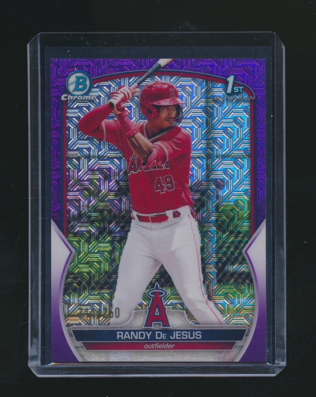 RANDY DE JESUS 2023 BOWMAN CHROME PURPLE REFRACTOR RC PARALLEL 244/250 #BCP-19